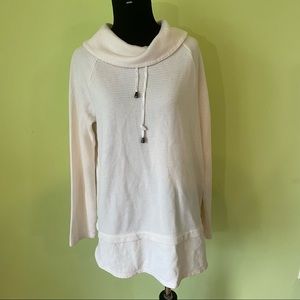 J. Jill Cream Waffle-Knit Cowlneck Hoodie